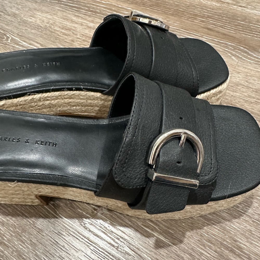 Charles & Keith Buckled Platform Espadrilles
